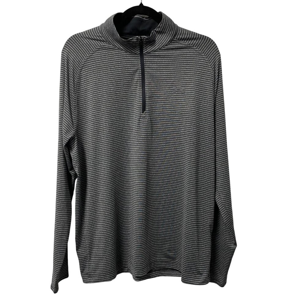 UNDER ARMOUR SHIRT STRIPED 1/4 ZIP PULLOVER MENS L LOOSE FIT LIGHTWEIGHT STRETCH